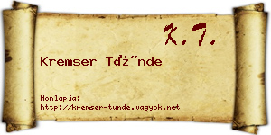 Kremser Tünde névjegykártya